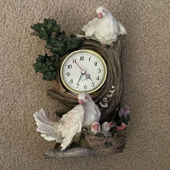 Vintage Style White Dove Bird Tree Clock Decor‎ Collectible - Picture 1 of 5